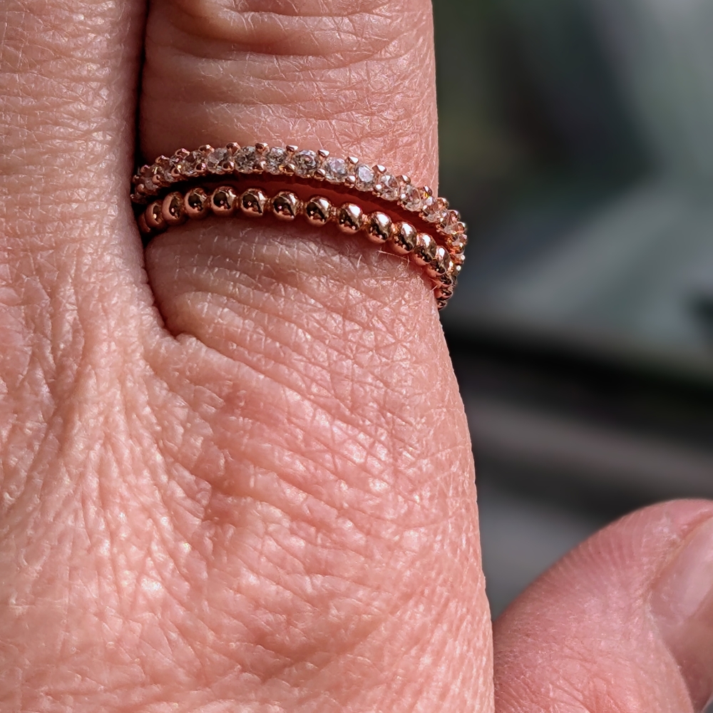 Rose Gold Over 925 Stackable Ring Set - Picture 4 of 7